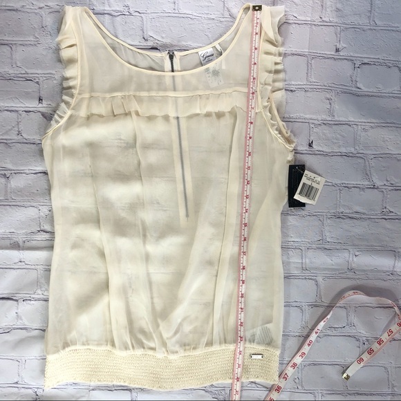 Guess Los Angeles Sheer Silk Cream Top Size L NWT - Picture 6 of 14